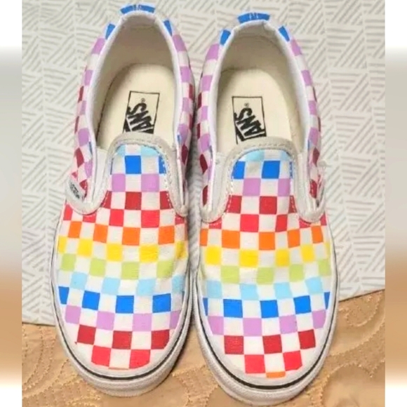 Vans Classic Check Rainbow Slip On Shoes US kids size 2.5 (508731) - Picture 3 of 7
